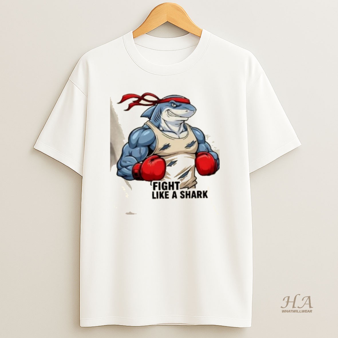 Official Fight Like A Shark Boxing Shark Gym T Shirt