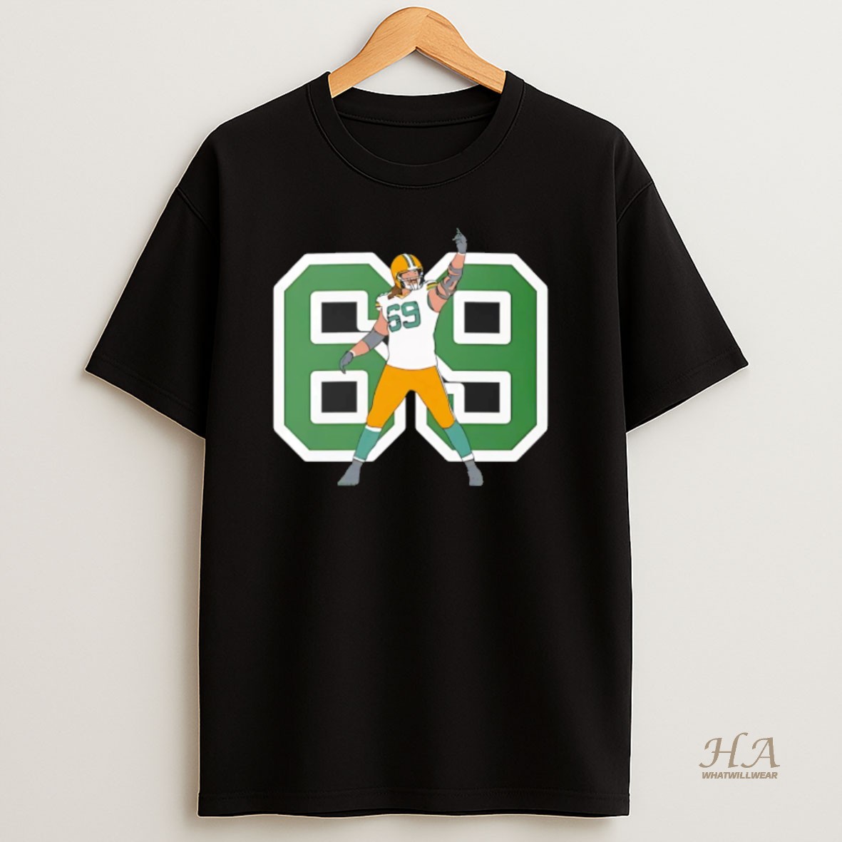 Official Finger Bakh 69 Green Bay Packers Black Ornaments T Shirt