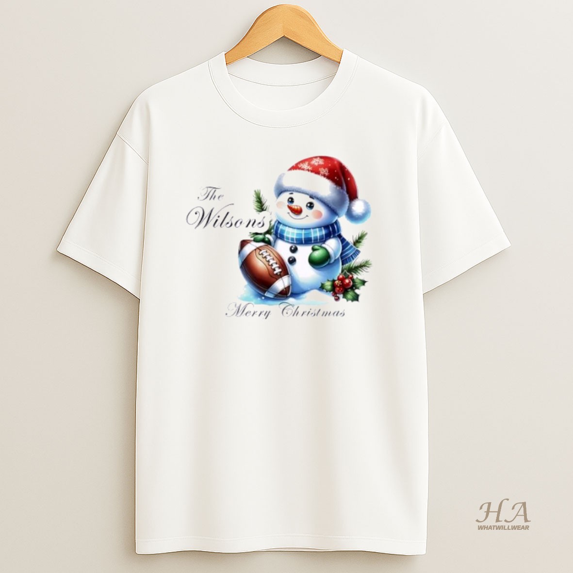 Official Football Snowman Xmas Babys First Christmas Personalized Ornaments White T Shirt