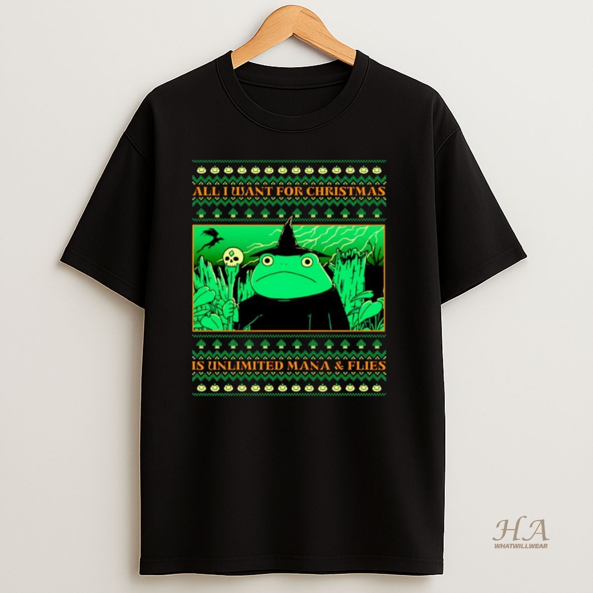 Official Frog Witch All I Want For Christmas Is Unlimited Mana And Flies Shirt