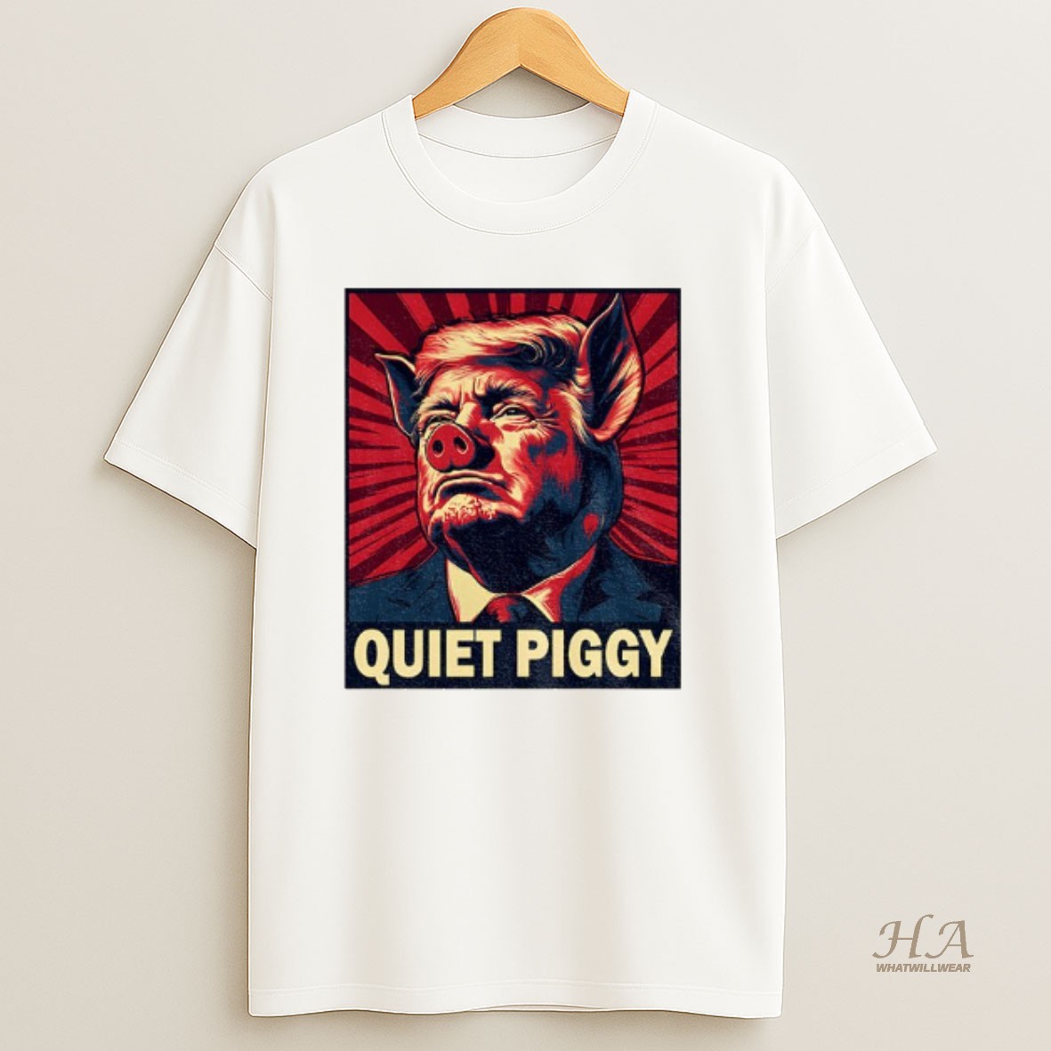 Official Funny Trump Viral Interview Saying Quiet Quiet Piggy T Shirt