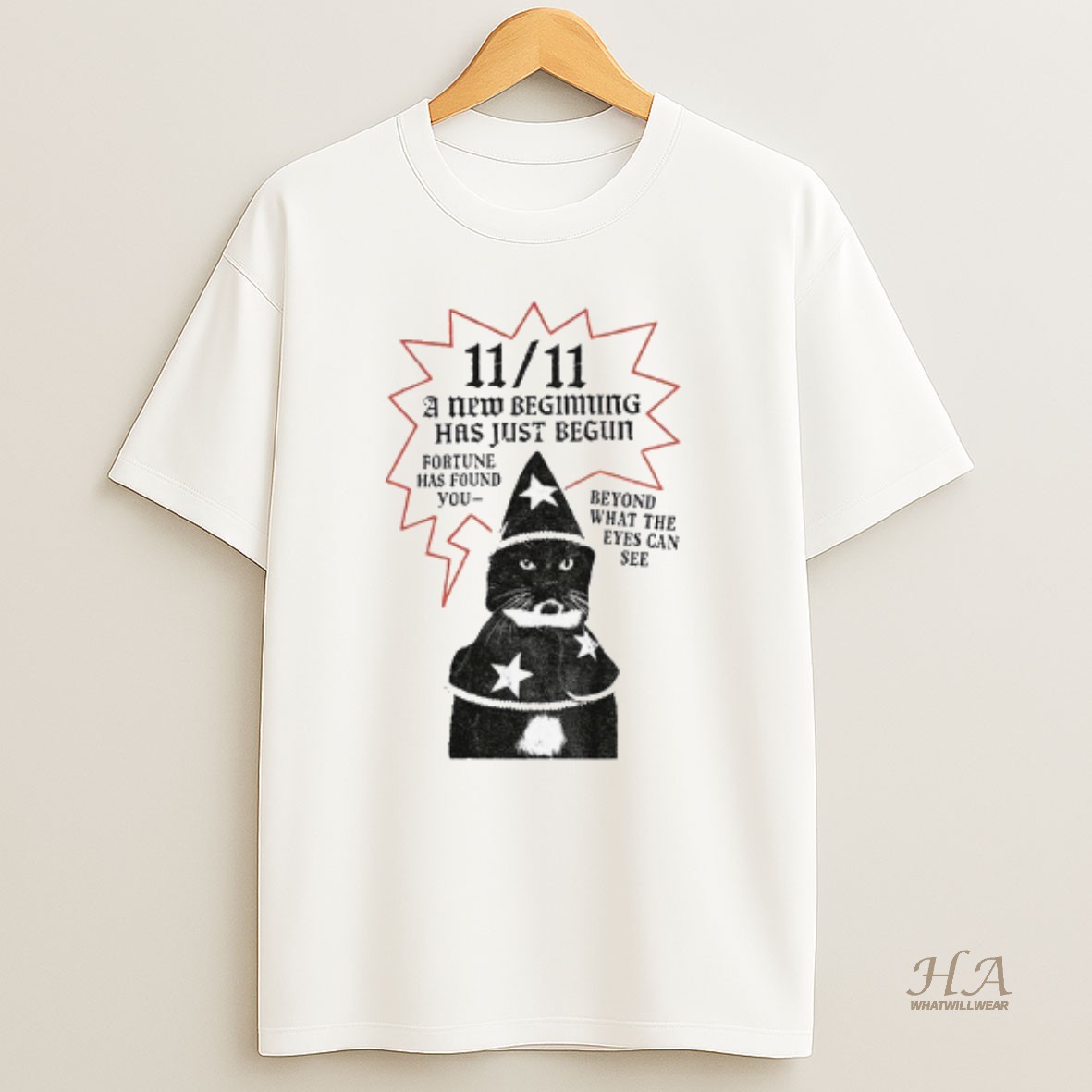 Official Funny Cat 11 11 A New Beginning Has Just Begun Fortune Has Found You Beyond What The Eyes Can See T Shirt