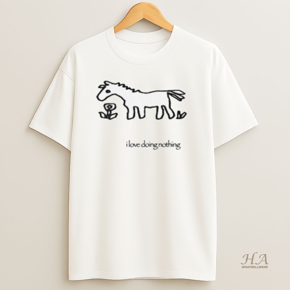Official Funny Horse Art I Love Doing Nothing Meme T Shirt