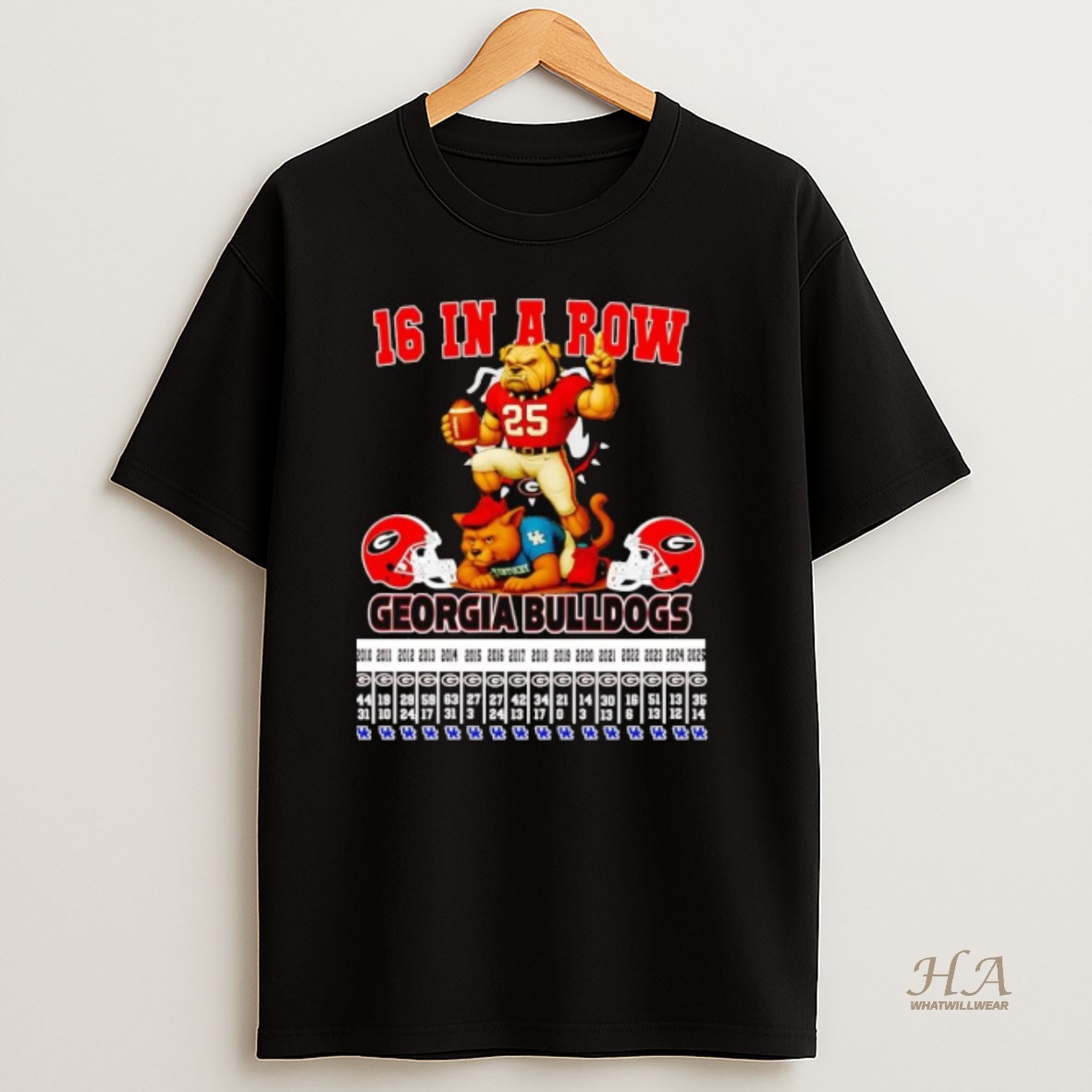 Official Georgia Bulldogs 16 In A Row Mascot T Shirt