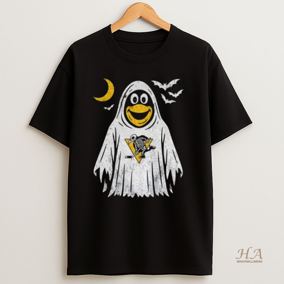 Official Ghost Skeleton Pittsburgh Penguin Hockey Nhl Halloween T Shirt