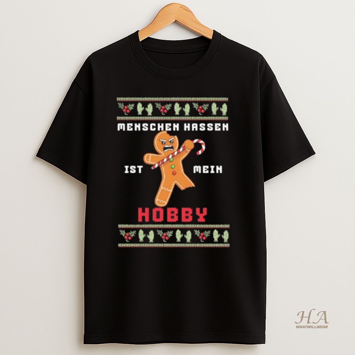 Official Gingerbread Monster Menschen Hassen Ist Mein Hobby Christmas Ugly Sweat T Shirt