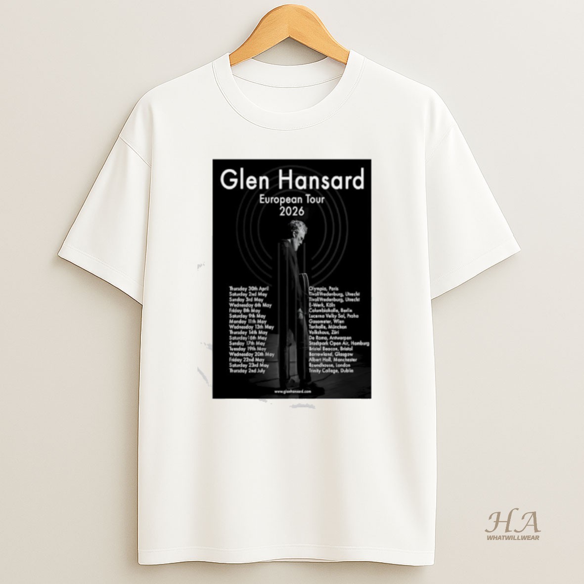 Official Glen Hansard European Tour 2026 T Shirt