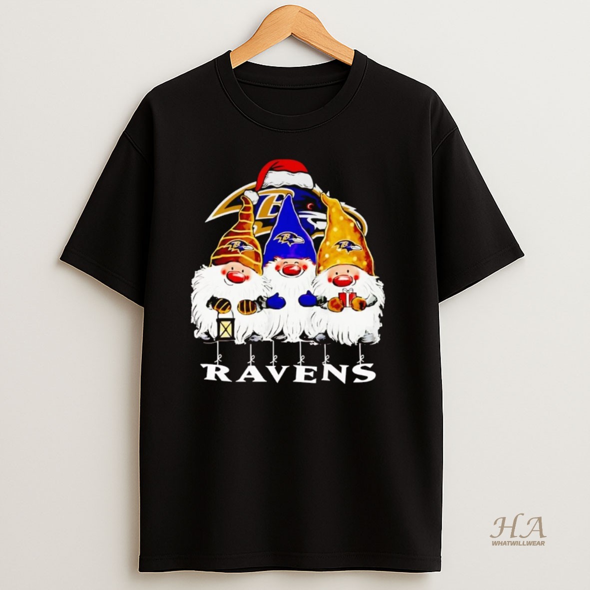 Official Gnomes Baltimore Ravens Merry Christmas T Shirt