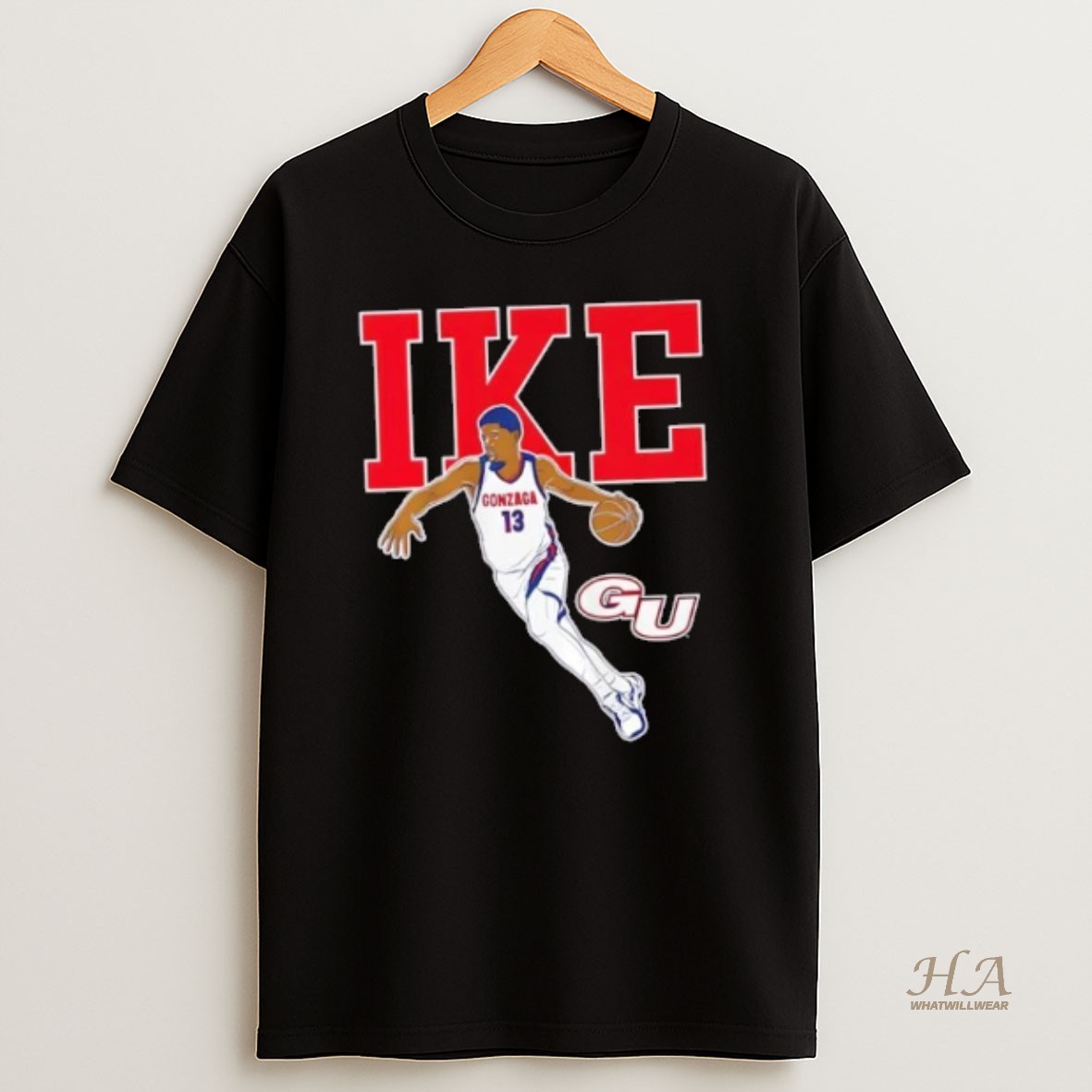 Official Gonzaga Bulldogs Basketball Graham Ike Name Pose T Shirt