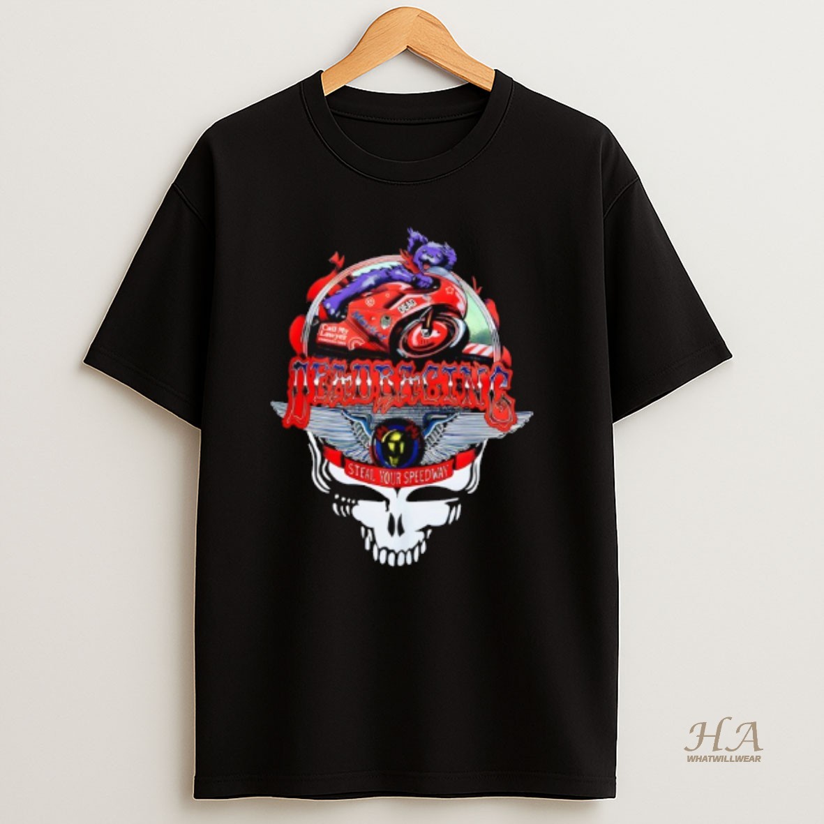 Official Grateful Dead Market Stealie Moto Bear T Shirt