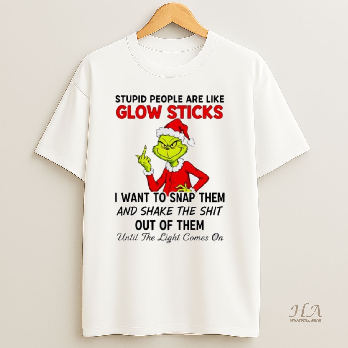 Official Grinch Christmas Stupid People Are Like Glow Sticks T Shirt