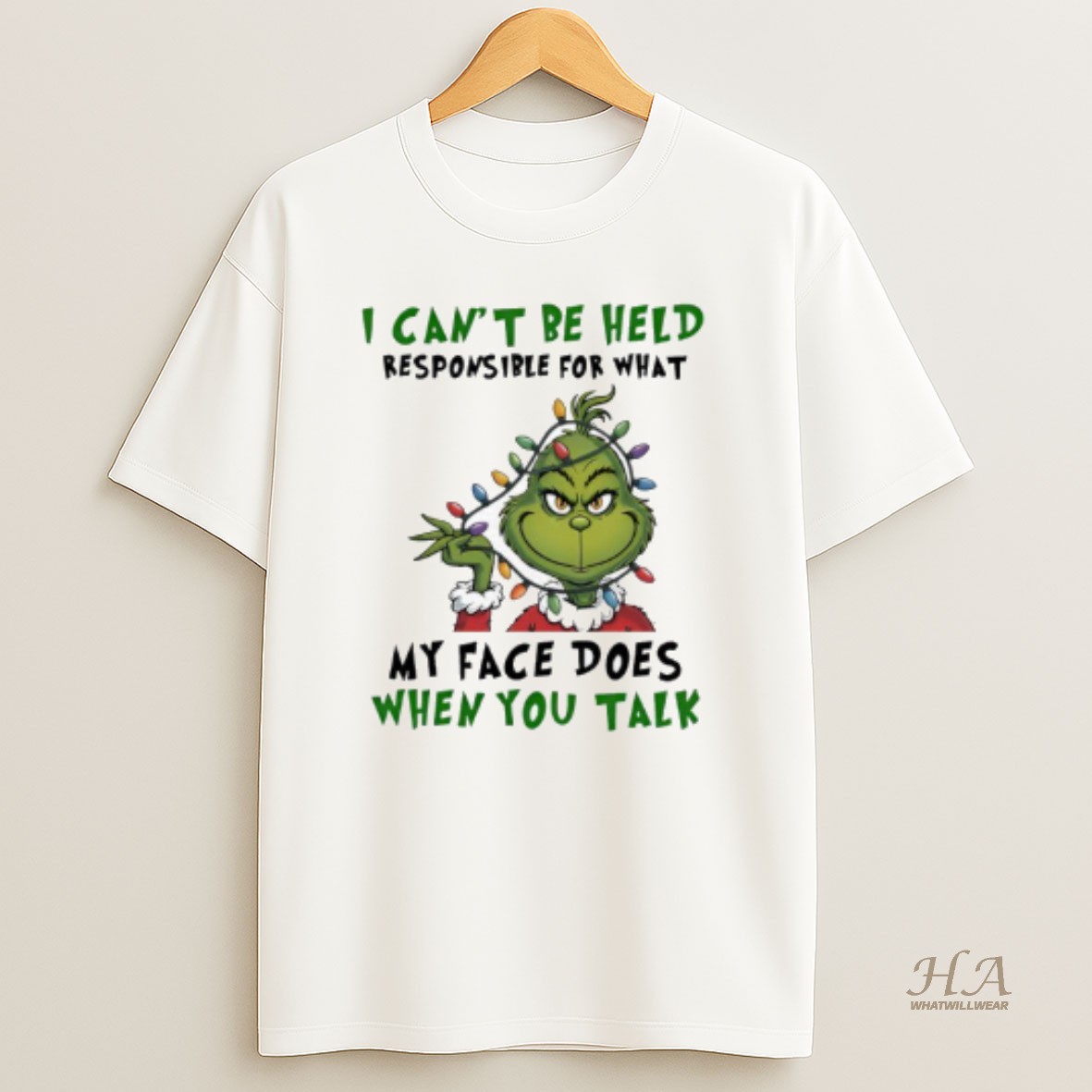 Official Grinch Christmas I Cant Be Held Responsible For What My Face Does When You Talk T Shirt