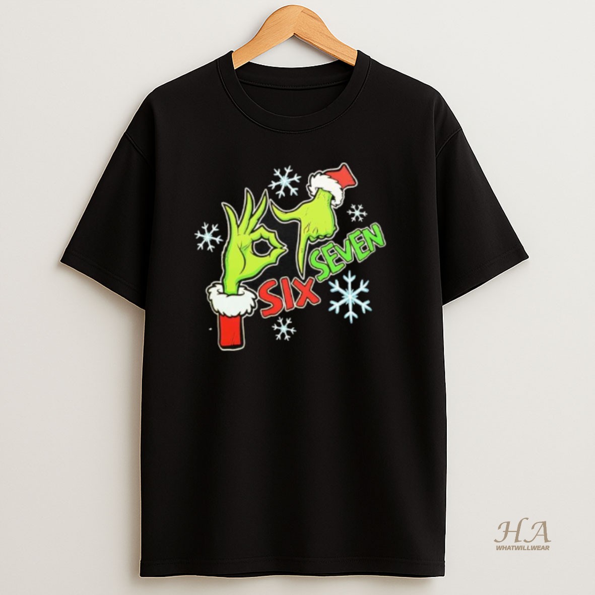 Official Grinch Green Hands Christmas Number 6 7 T Shirt