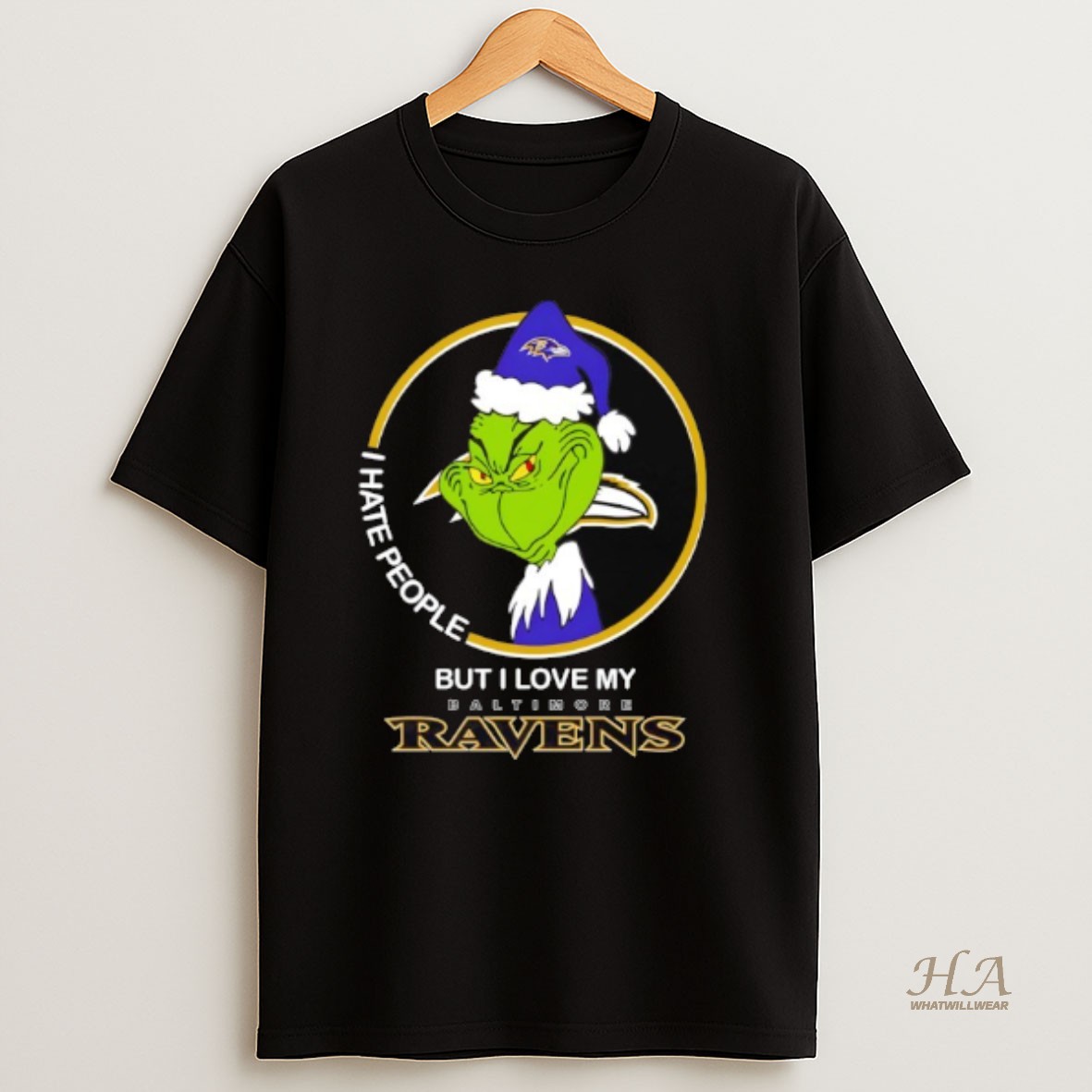 Official Grinch I Hate People But I Love My Baltimore Ravens T Shirt