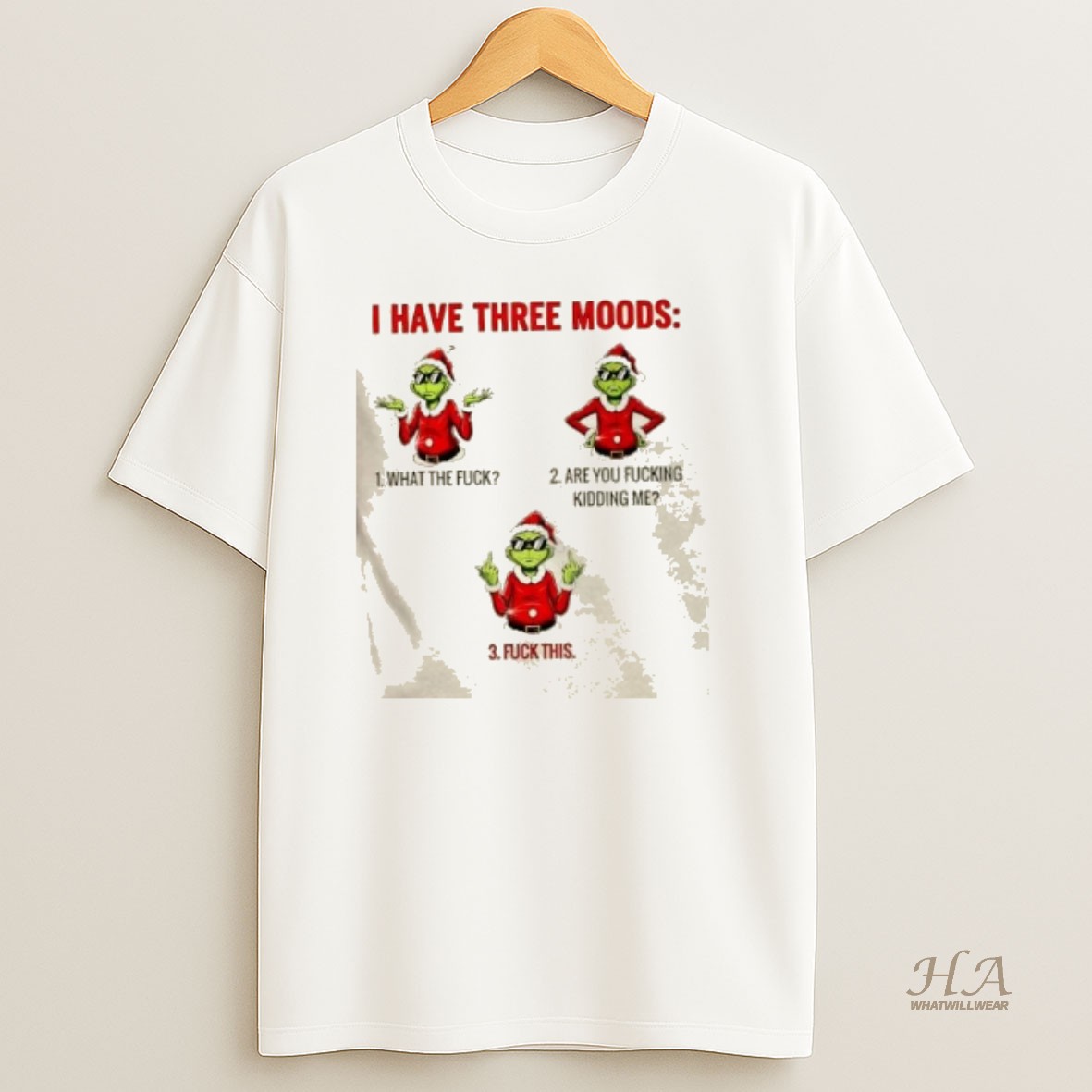 Official Grinch I Have Three Moods Christmas T Shirt