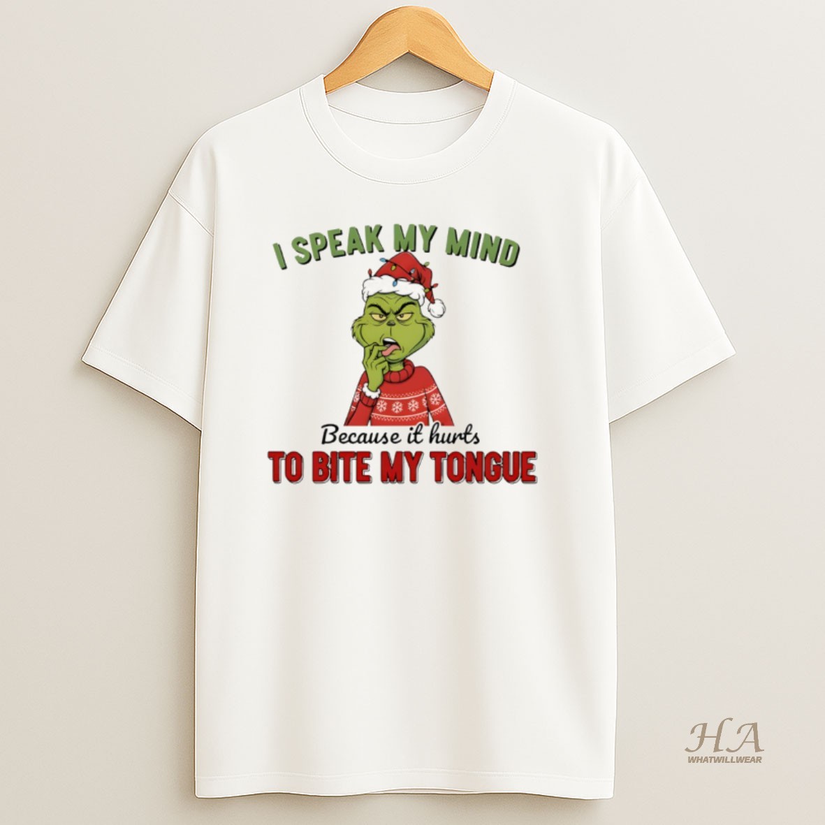 Official Grinch I Speak My Mind Because It Hurts To Bite My Tongue Merry Christmas T Shirt