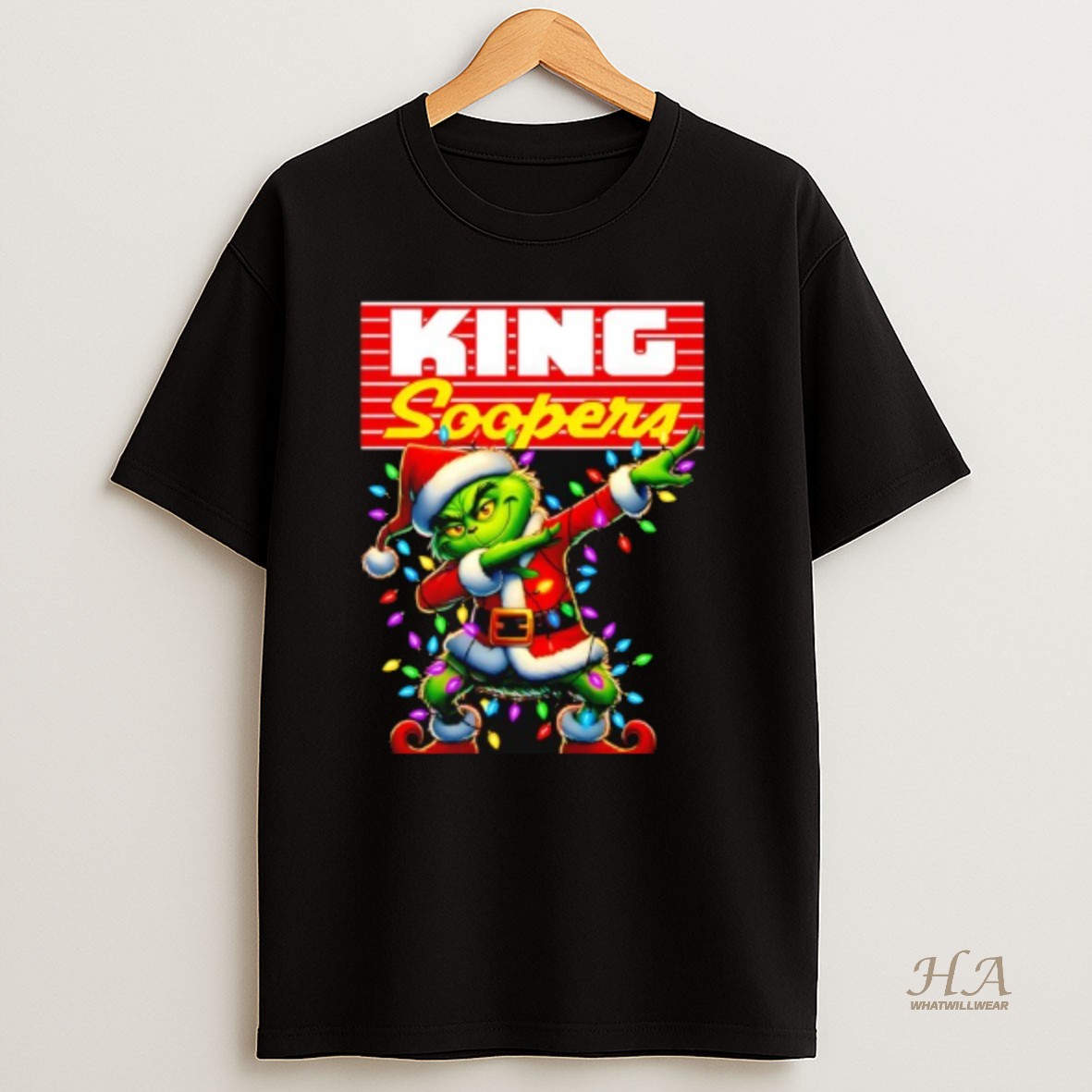 Official Grinch Lights Dabbing Christmas X King Soopers Shi T Shirt