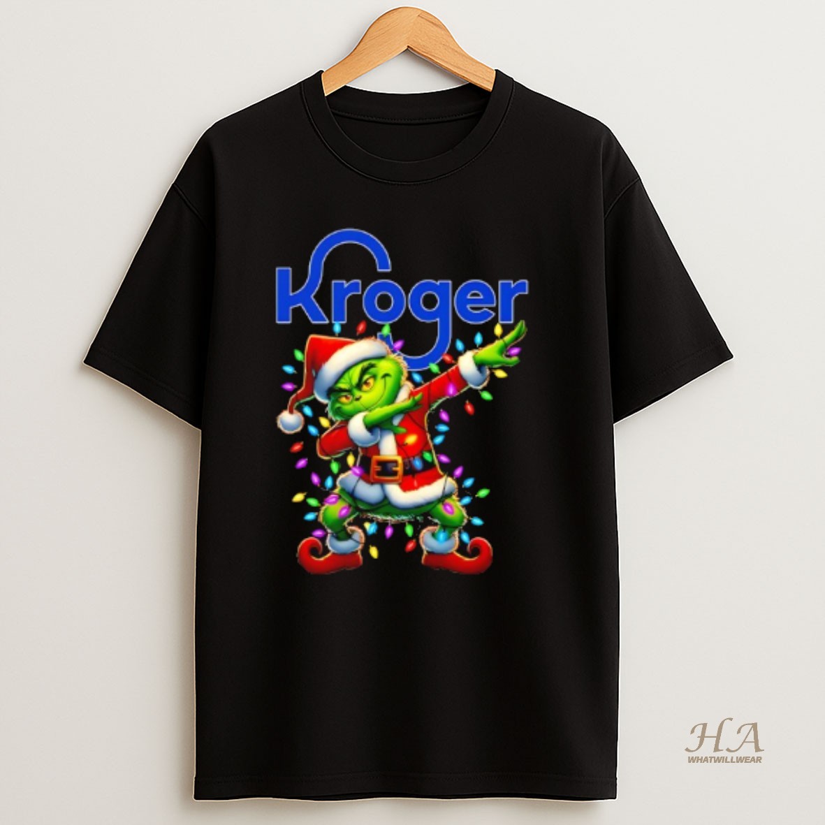 Official Grinch Lights Dabbing Christmas X Kroger T Shirt