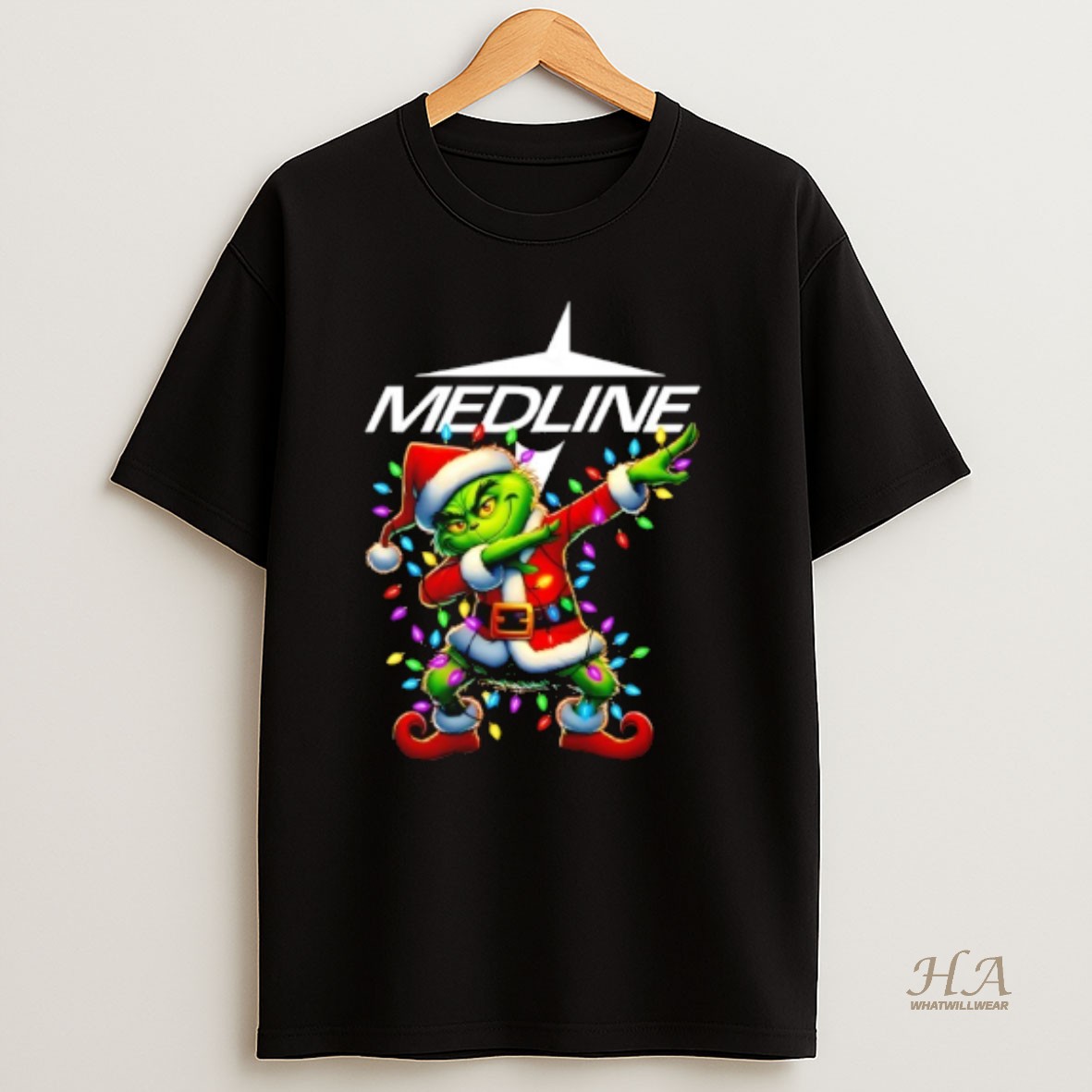 Official Grinch Lights Dabbing Christmas X Medline T Shirt