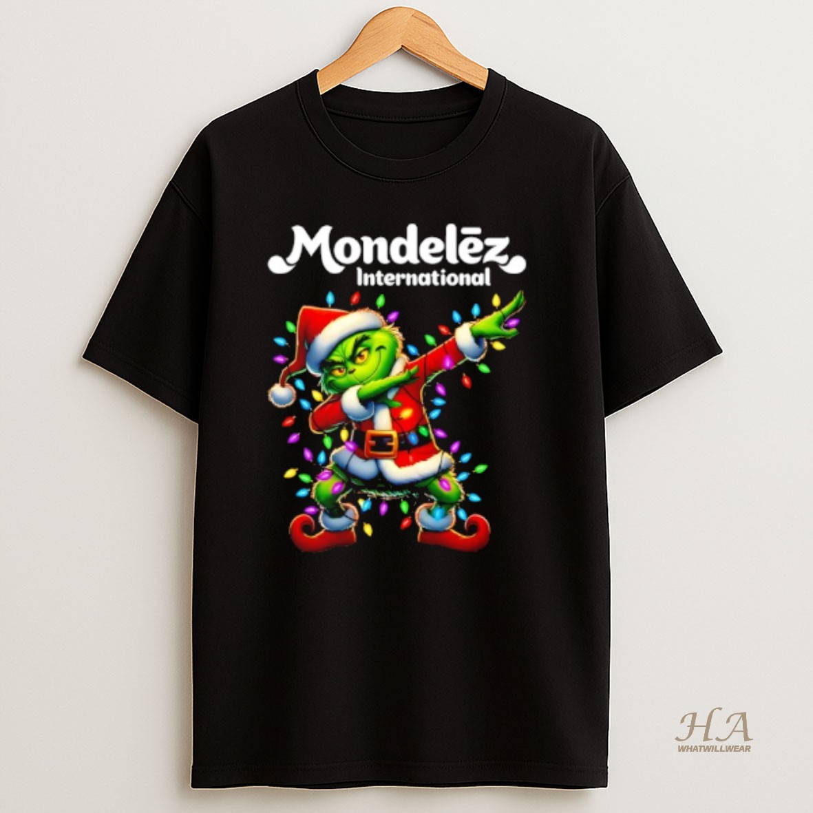 Official Grinch Lights Dabbing Christmas X Mondelez International T Shirt