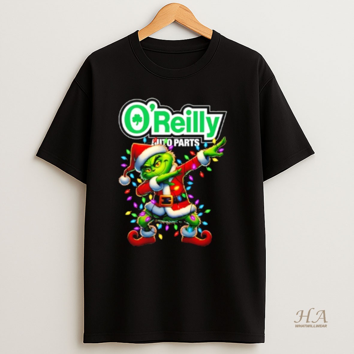 Official Grinch Lights Dabbing Christmas X Oreilly Auto Parts T Shirt