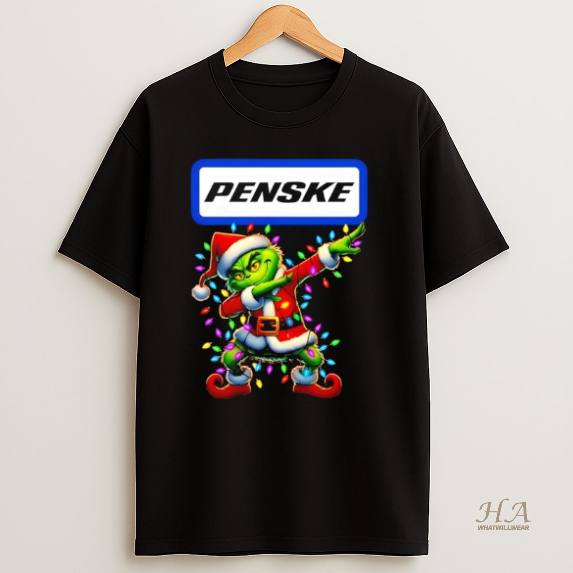 Official Grinch Lights Dabbing Christmas X Penske T Shirt