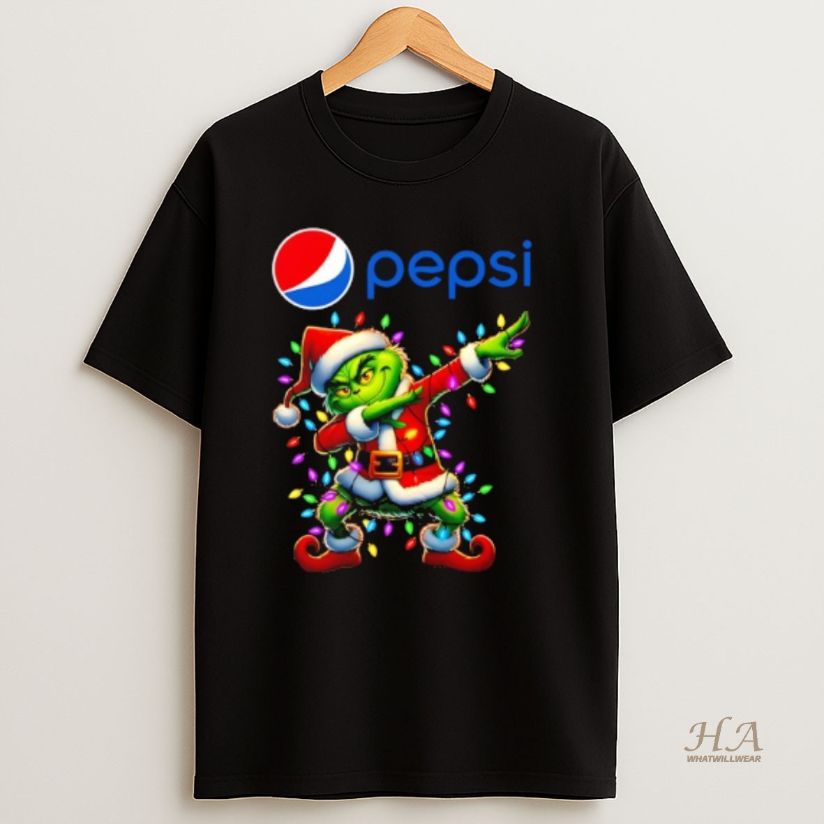 Official Grinch Lights Dabbing Christmas X Pepsi T Shirt
