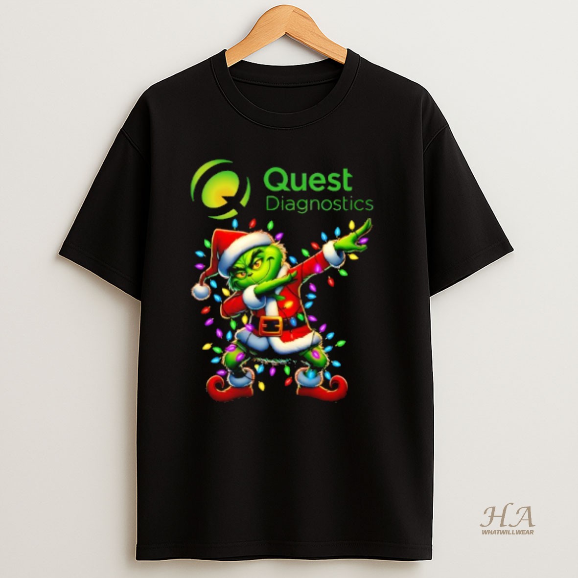 Official Grinch Lights Dabbing Christmas X Quest Diagnostics T Shirt