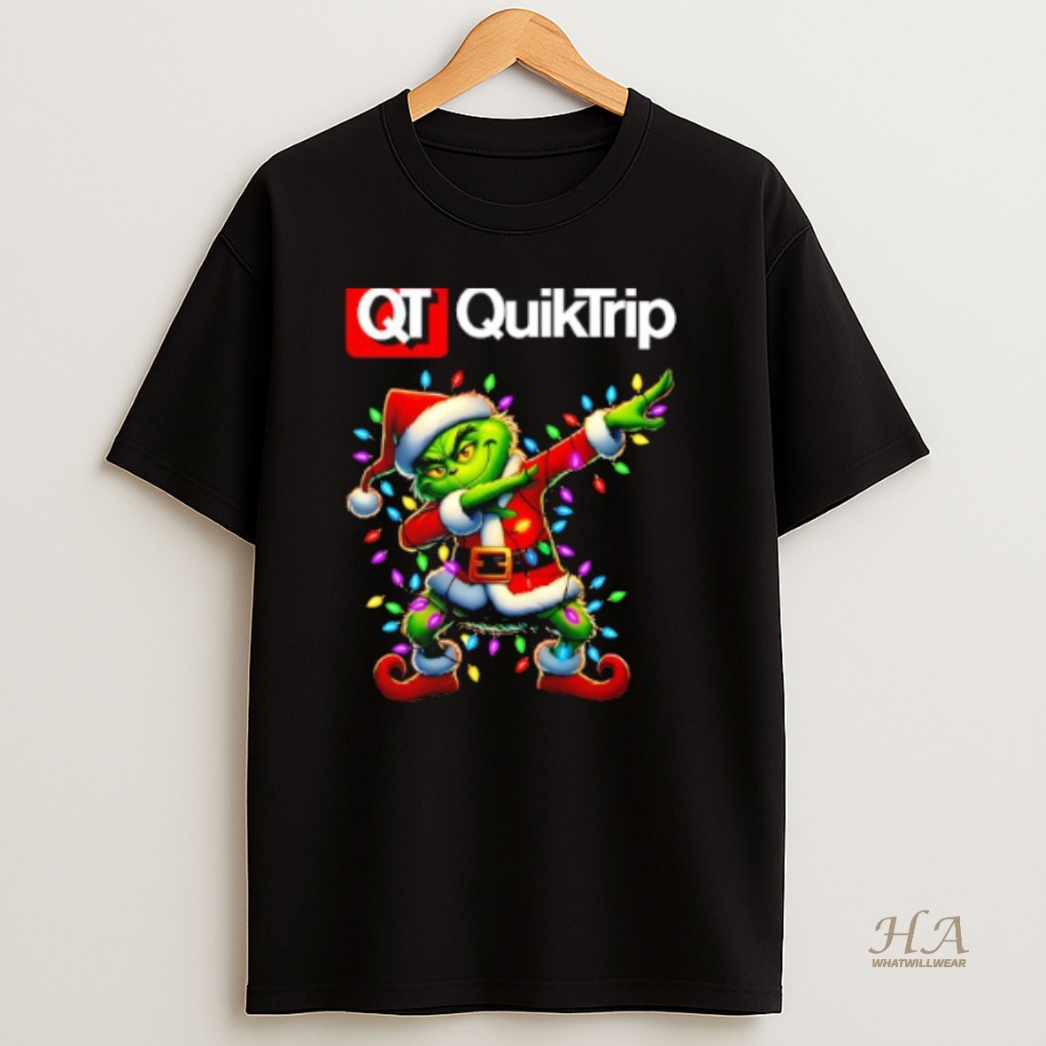 Official Grinch Lights Dabbing Christmas X Quiktrip T Shirt