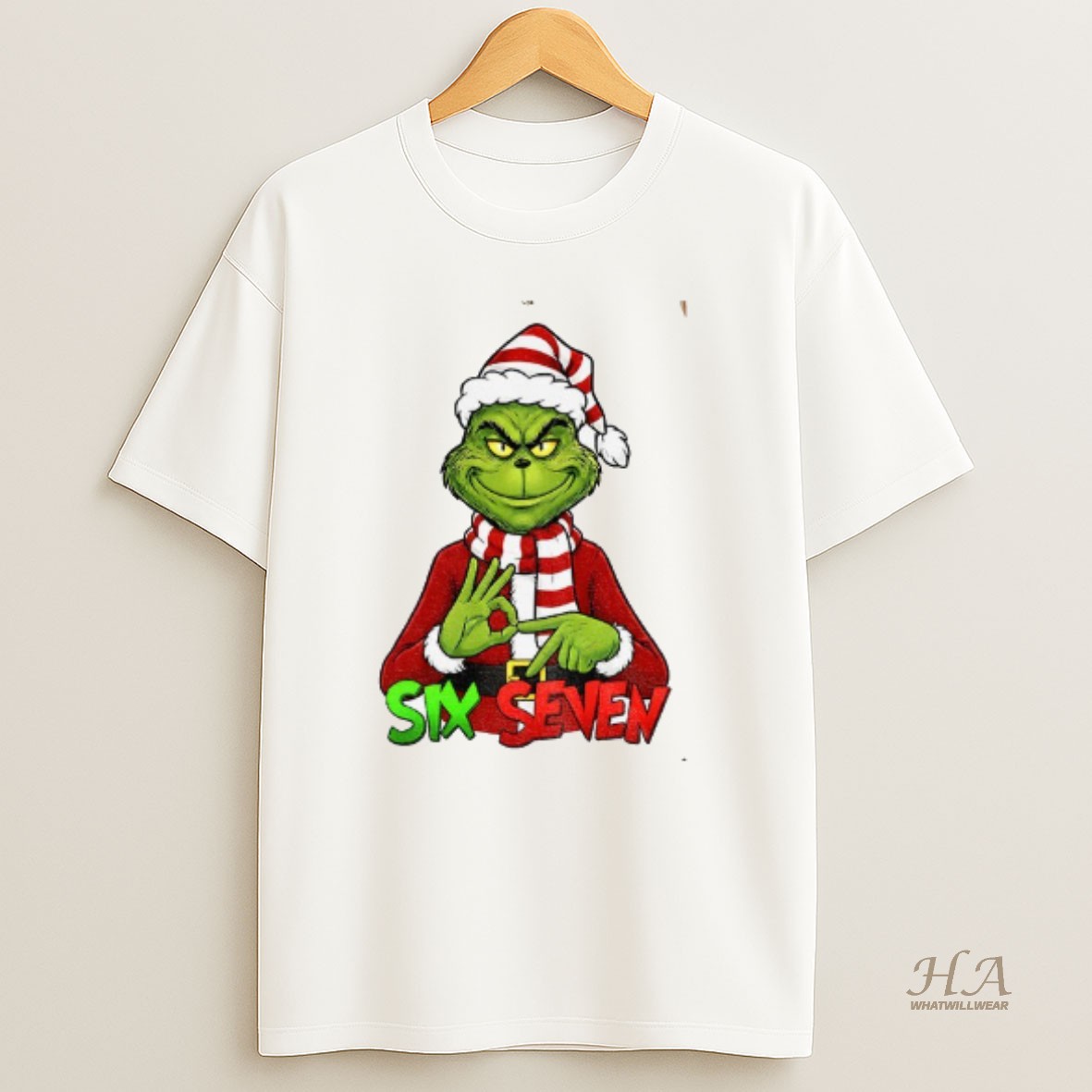 Official Grinch Santa Claus Six Seven Meme Merry Christmas T Shirt