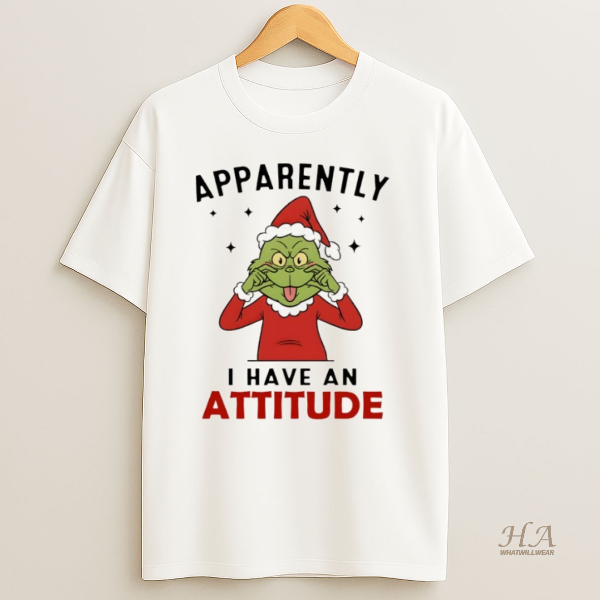 Official Grinch Santa Claus Apparently I Have An Attitude Merry Christmas T Shirt