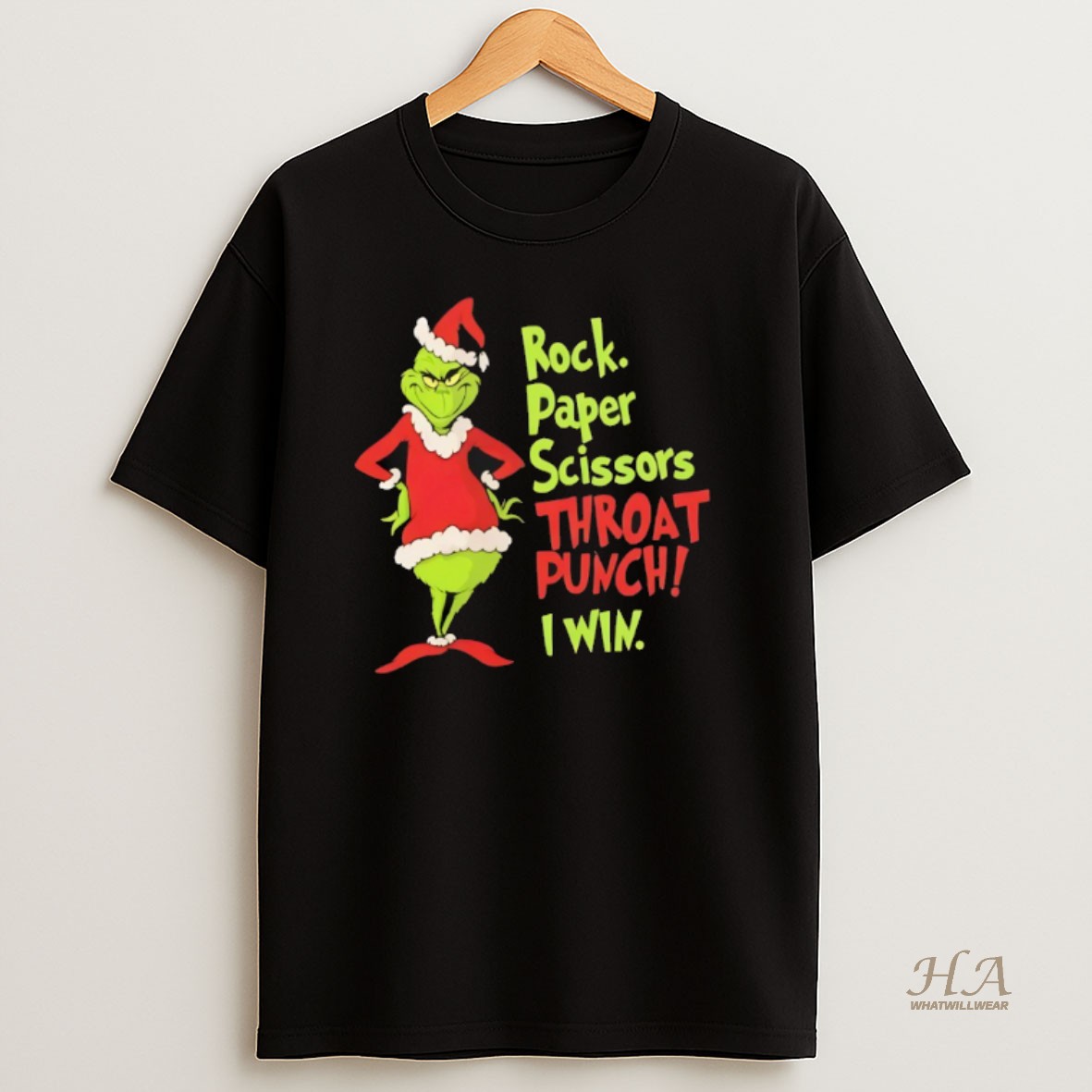 Official Grinch Rock Paper Scissors Throat Punch I Win T Shirt