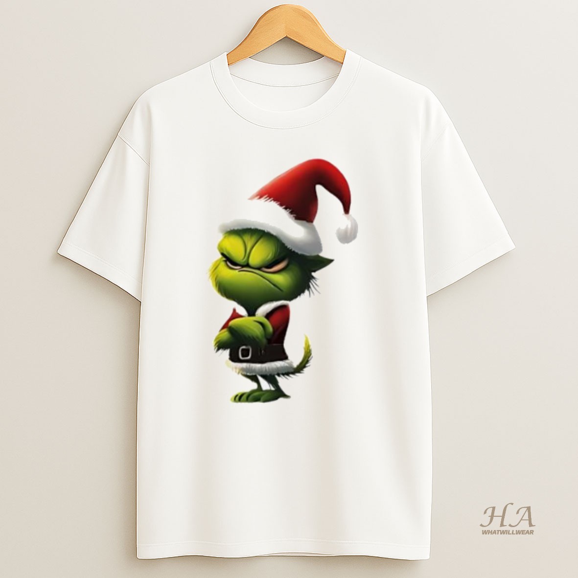 Official Grinch With Christmas Hat Art T Shirt
