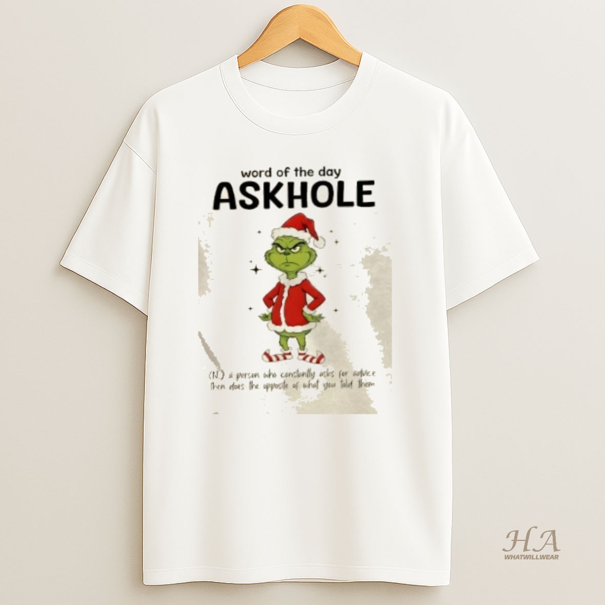 Official Grinch Word Of The Day Askhole Christmas T Shirt