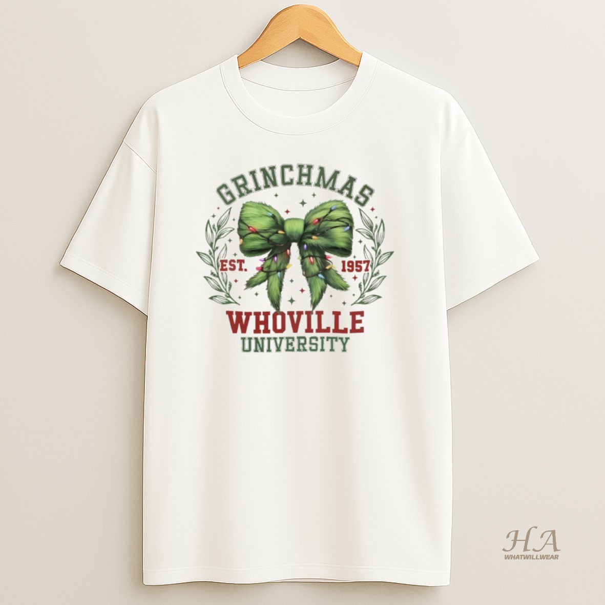 Official Grinchmas Coquette Bow Whoville University Est 1957 T Shirt