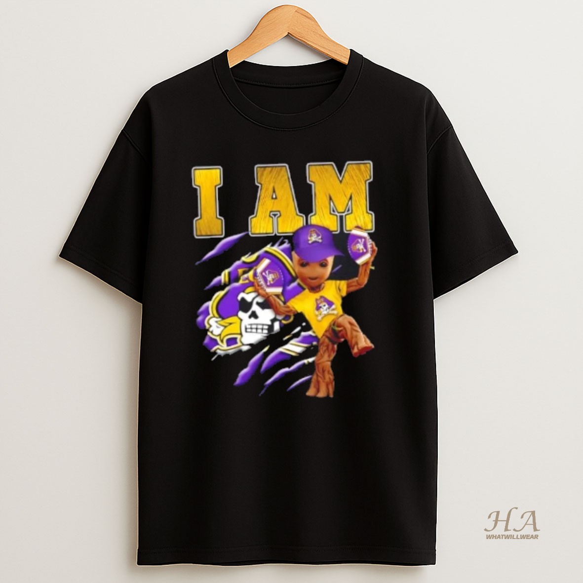 Official Groot I Am East Carolina Pirates Fan T Shirt