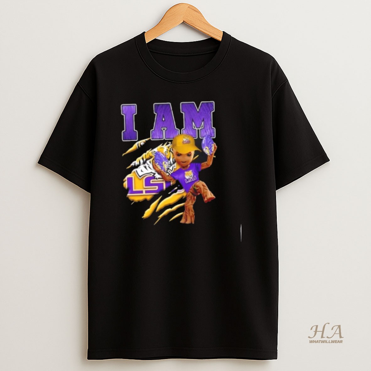 Official Groot I Am Lsu Tigers Fan T Shirt
