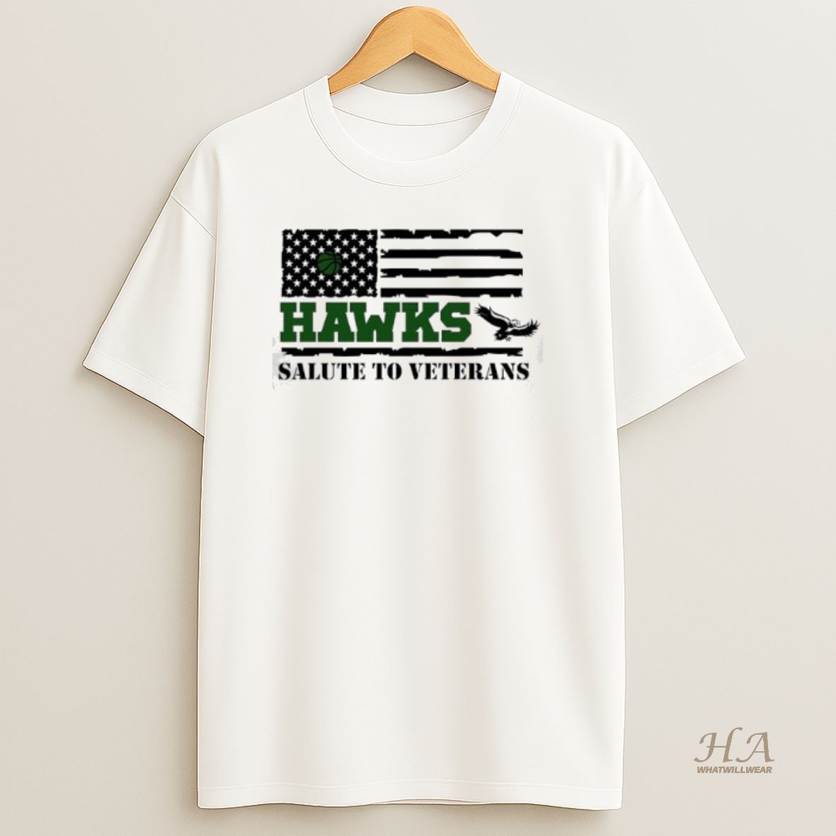 Official Hawks Salute To Veterans American Flag Retro T Shirt