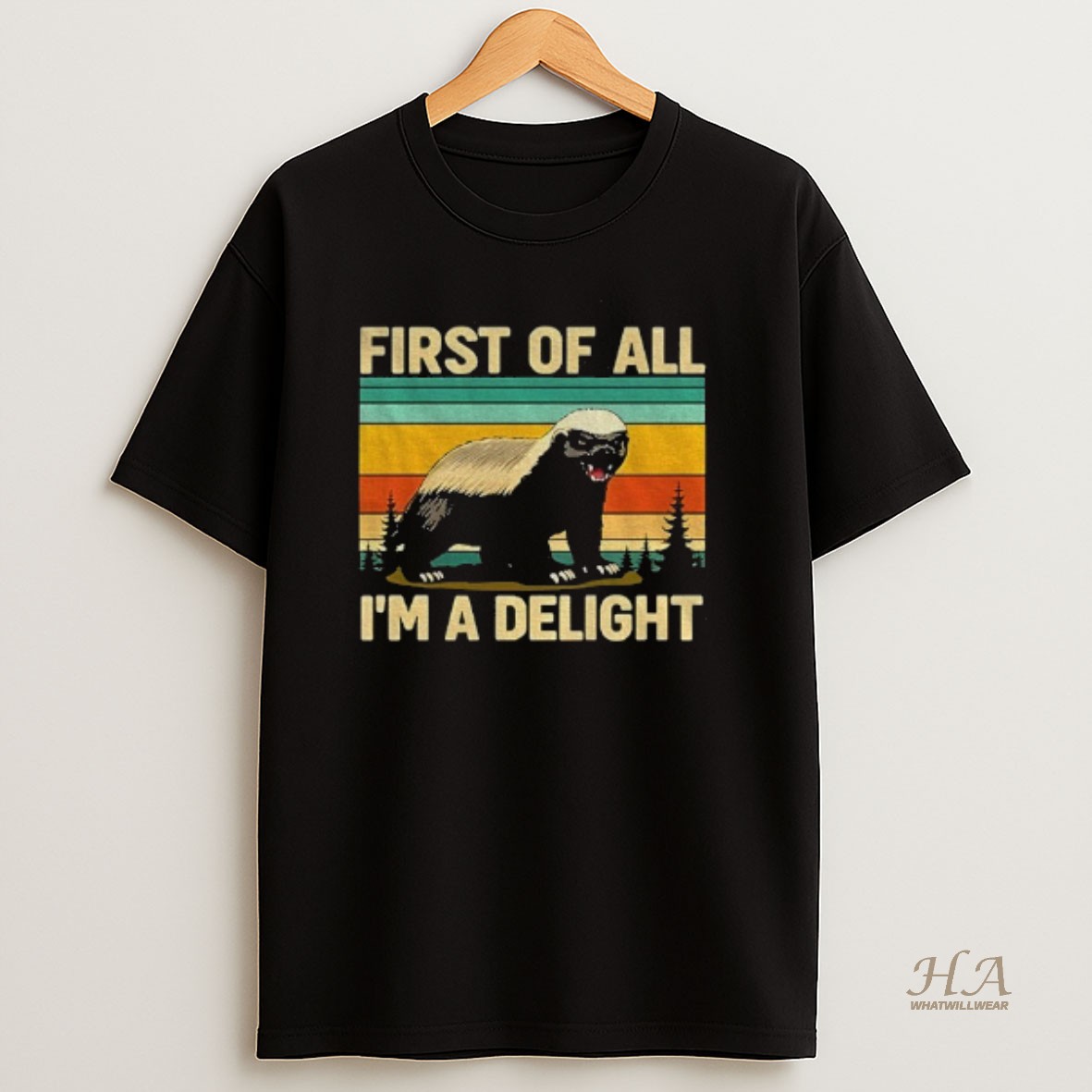 Official Honey Badger First Of All Im A Delight Vintage T Shirt