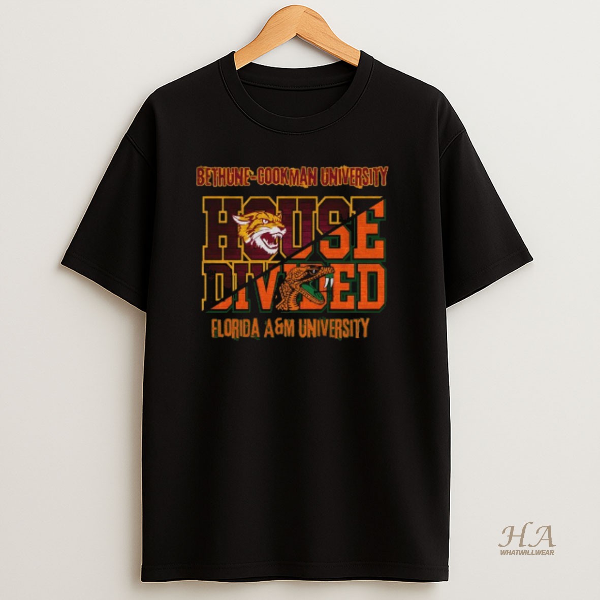 Official House Divided Bethune Cookman Wildcats University Vs Florida Am Rattlers University Logo T Shirt