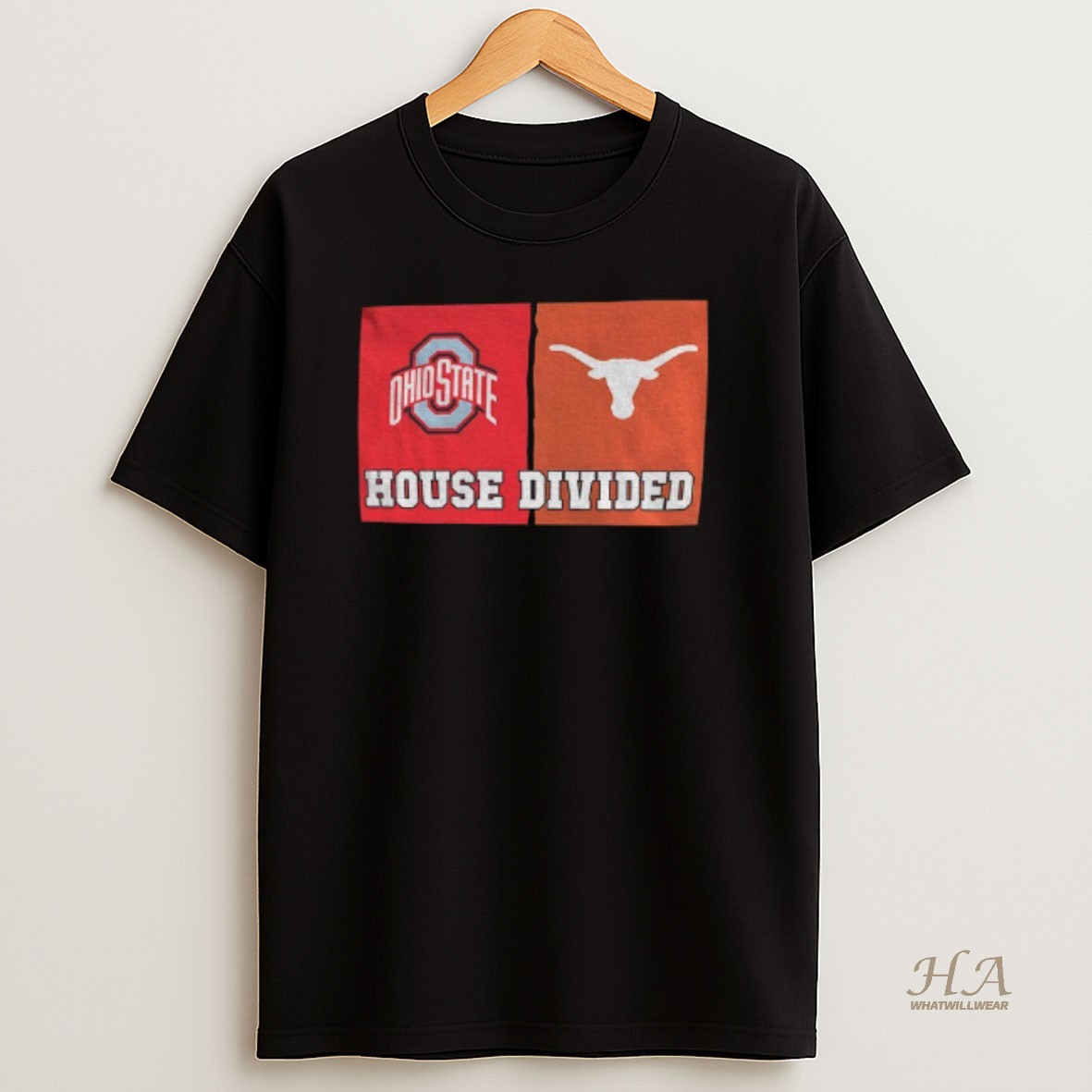 Official House Divided Ohio State Buckeyes Vs Texas Longhorns Logo T Shirt