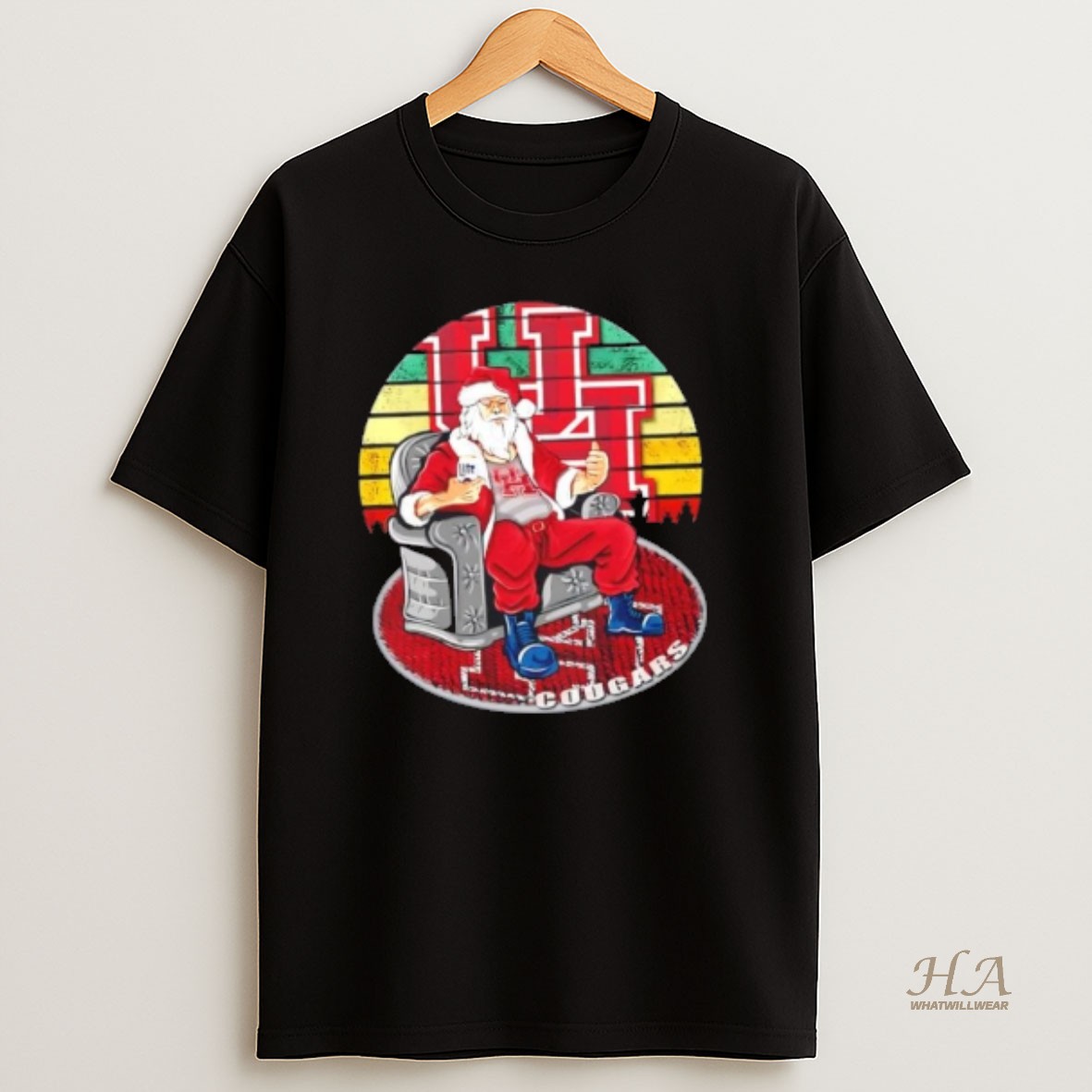 Official Houston Cougars X Santa Claus Christmas Vintage Shirt