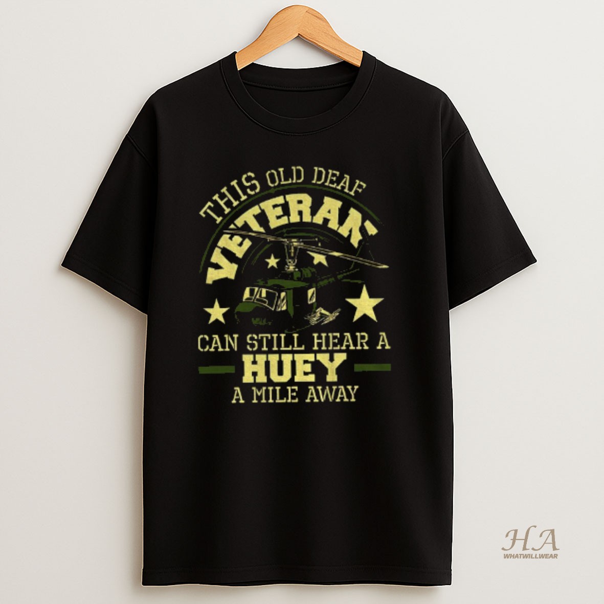 Official Huey Helicopter Veteran Military Pilot This Old Deaf Veteran T Shirt