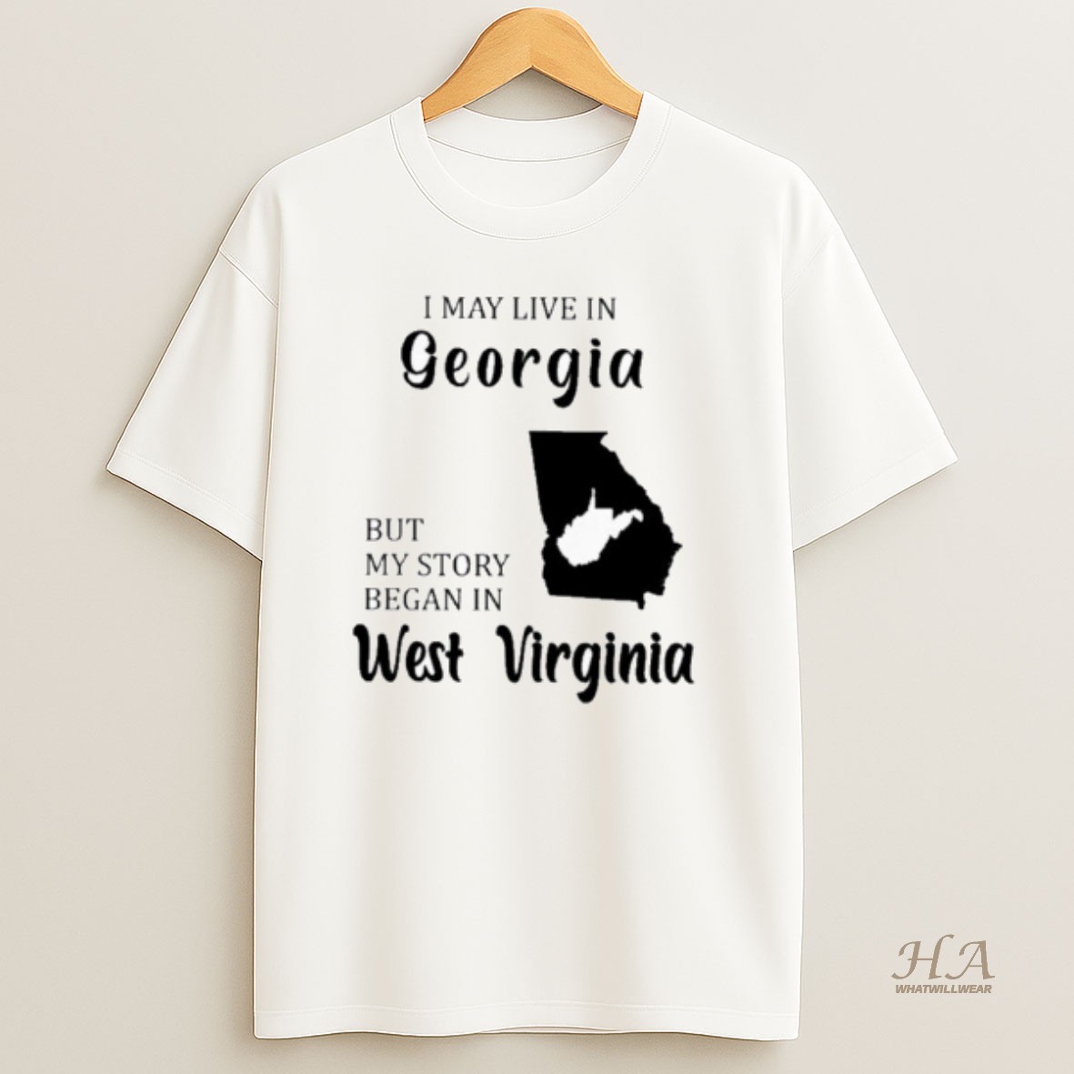 Official I May Live In Georgia But My Story Began In West Virginia T Shirt