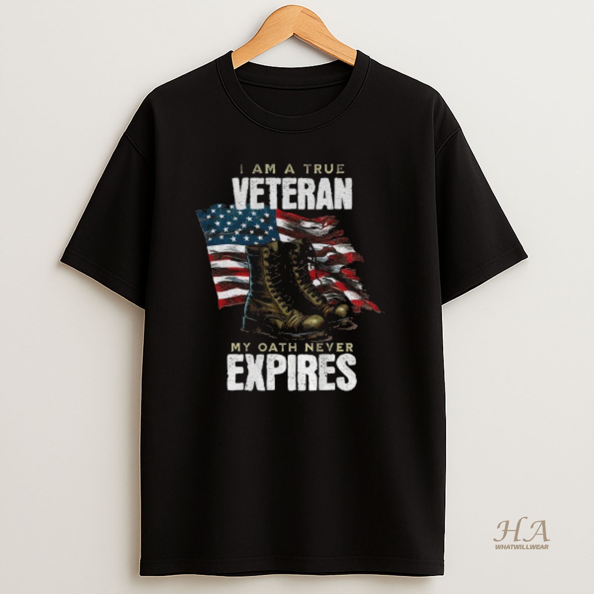 Official I Am A True Veteran My Oath Never Expires American Flag Military Boots T Shirt