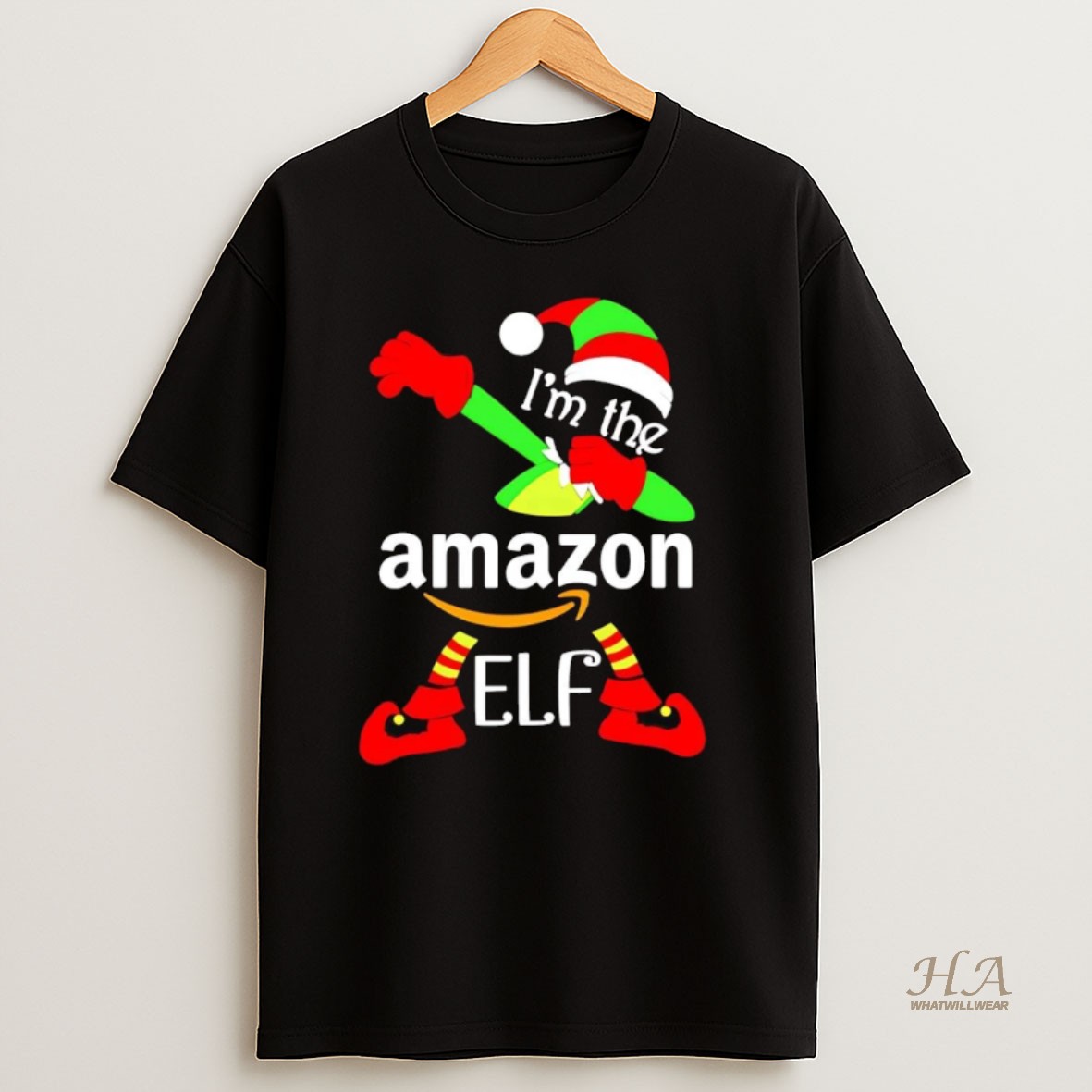 Official Im The Amazon Elf Dabbing Christmas T Shirt