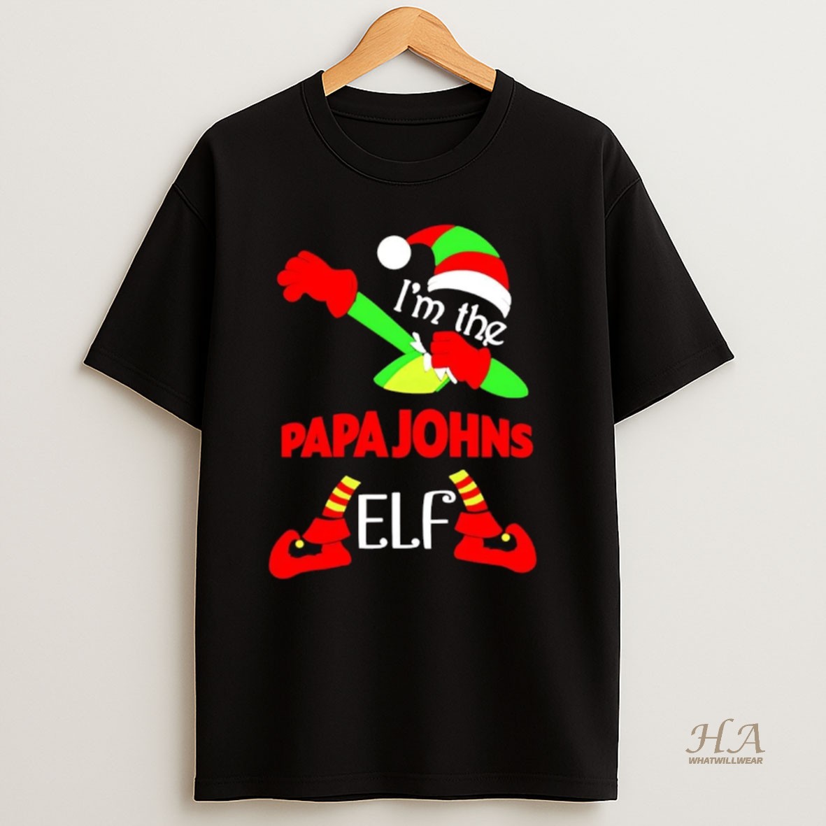 Official Im The Papa Johns Elf Dabbing Christmas T Shirt