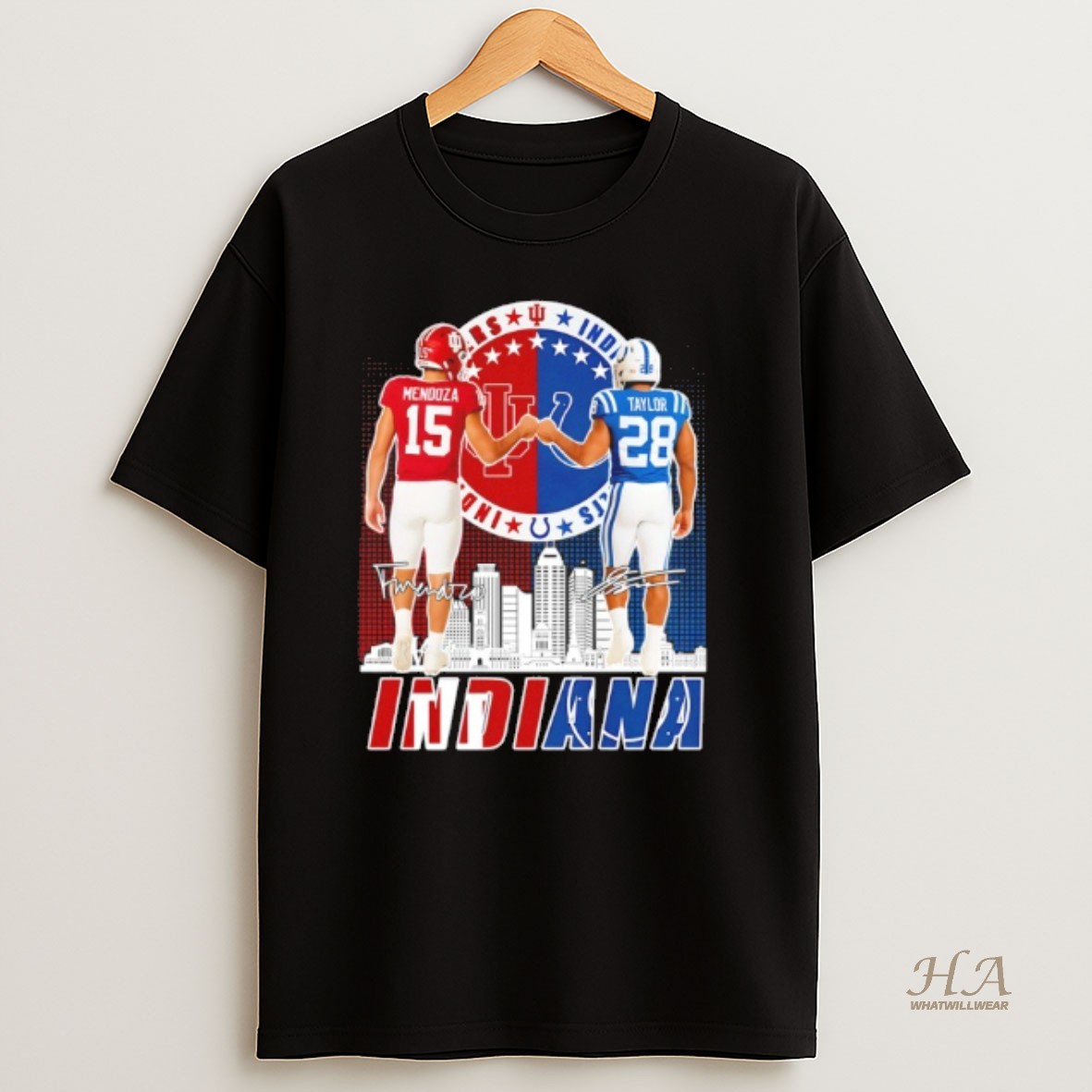 Official Indiana City Sports Mendoza Hoosiers X Taylor Colts Skyline T Shirt
