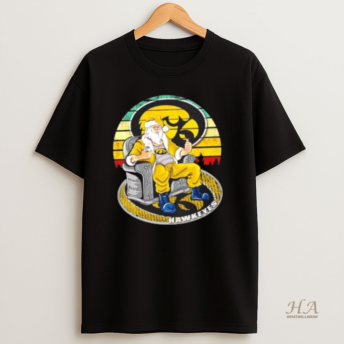 Official Iowa Hawkeyes X Santa Claus Christmas Vintage Shirt