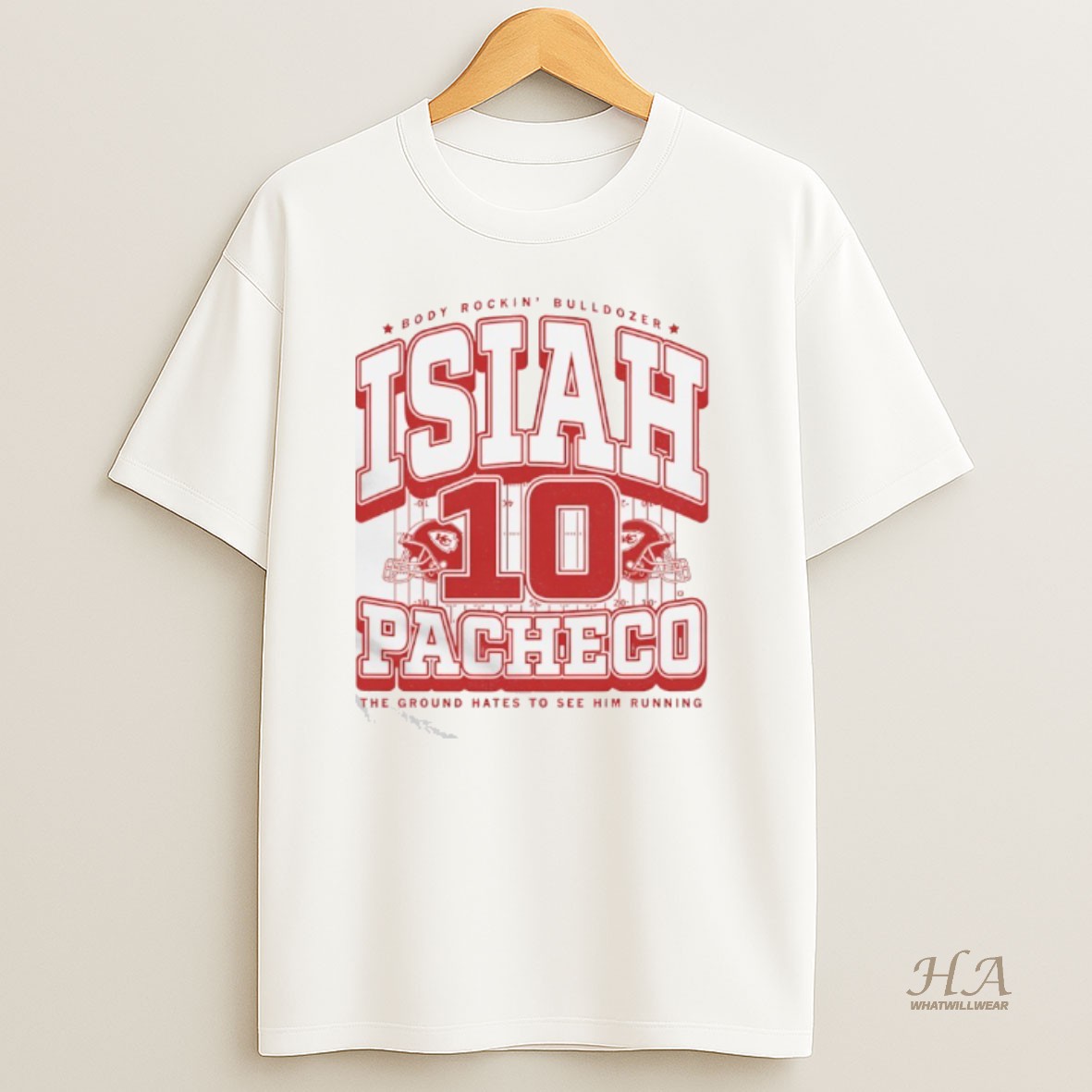 Official Isiah Pacheco 10 Body Rockin Bulldozer The Ground Hates To See Him Running Kansas City Chiefs T Shirt